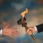 Business People Passing A Torch