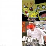laughing spongebob vs angry gordon ramsay meme