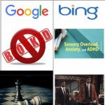 Google vs. Bing censorship | Big tech is censoring us | image tagged in google vs bing censorship,censorship,agenda 21,big tech,tyranny | made w/ Imgflip meme maker