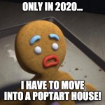 Gingerbread Pop-tart | ONLY IN 2020... I HAVE TO MOVE INTO A POPTART HOUSE! | image tagged in gingerbread man | made w/ Imgflip meme maker