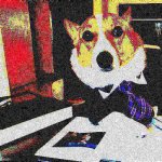 Lawyer corgi dog deep-fried meme