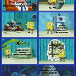 spongebob diapers | Mario Maker teaching creativity and skill; Video games don't teach anything but violence; Smash Bros teaching strategy and skill; Minecraft teaching about taking care of the environment; Fallout franchise teaching about having a good reputation; Luigi's Mansion teaching about overcoming fear; Among Us teaching you not to trust anybody | image tagged in spongebob diapers | made w/ Imgflip meme maker