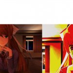 Just Monika and Jumpscare Monika meme