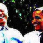 Joe Biden Obama laughing deep-fried