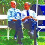 Joe Biden Obama laughing deep-fried