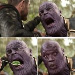 Thanos being spoonfed meme