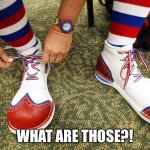 Remember this? | WHAT ARE THOSE?! | image tagged in clown shoes,what are those,shoes | made w/ Imgflip meme maker