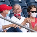 Fauci Without a Mask at the Baseball Game meme