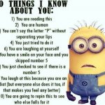10 things I know about you meme