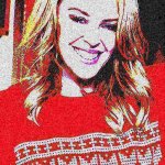 Kylie Christmas sweater deep-fried