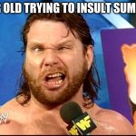 Insult 3yr old | 3YR OLD TRYING TO INSULT SUMONE | image tagged in hacksaw jim duggan,silly,memes | made w/ Imgflip meme maker