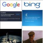 Google vs. Bing censorship | Data corruption | image tagged in google vs bing censorship,misunderstanding,google,bing,corruption | made w/ Imgflip meme maker