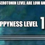 happyness | MY WHEN MY SEROTONIN LEVEL ARE LOW AND YOU TEXT ME; HAPPYNESS LEVEL | image tagged in skyrim skill 100 | made w/ Imgflip meme maker