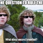 very true | THE ONE QUESTION TO RULE THEM ALL | image tagged in second breakfast | made w/ Imgflip meme maker