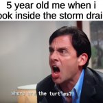 Where are the turtles? | 5 year old me when i look inside the storm drain | image tagged in where are the turtles,memes,funny,childhood | made w/ Imgflip meme maker