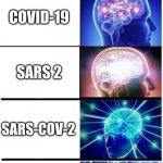 corona | CORONA; COVID-19; SARS 2; SARS-COV-2; BOOMER REMOVER | image tagged in expanding brain 5-part | made w/ Imgflip meme maker