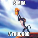 Lion King Cub | SIMBA; A TRUE GOD | image tagged in lion king cub | made w/ Imgflip meme maker