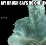 Y for S ame | ME WHEN MY CRUSH SAYS NO ONE LIKES THEM: | image tagged in y for s ame | made w/ Imgflip meme maker