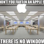 Apple store v. Windows store | WHY DON’T YOU FART IN AN APPLE STORE? CUZ THERE IS NO WINDOWS... | image tagged in apple store | made w/ Imgflip meme maker