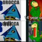 Dino (updated) | 14 year olds | image tagged in dino updated,midnight horror school,borocca | made w/ Imgflip meme maker