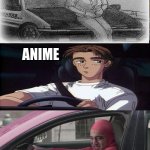 Pink Guy in a Car | MANGA; ANIME; NETFLIX ADAPTATION | image tagged in pink guy in a car | made w/ Imgflip meme maker