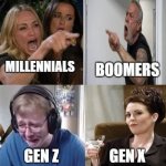 Millennials Boomers Gen Z Gen X meme