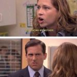 Pam and Michael arguing meme
