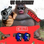 le monke | UT OH STINKY; *SCREAM*; CHINA | image tagged in le monke | made w/ Imgflip meme maker