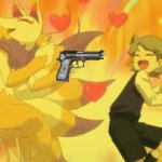 Kyubi (fox form) dances while holding a pistol with kyubi (human form) | image tagged in gifs,yokai watch,gun,dance | made w/ Imgflip video-to-gif maker