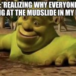 did a shart in the shorts | ME:*REALIZING WHY EVERYONE IS STARING AT THE MUDSLIDE IN MY PANTS* | image tagged in shocked shrek | made w/ Imgflip meme maker