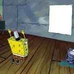 Spongebob yelling at a poster