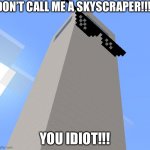 ???SKYSCRAPER LIKE STRUCTURE???STRUCTURE LIKE SKYSCRAPER??? | DON’T CALL ME A SKYSCRAPER!!! YOU IDIOT!!! | image tagged in ply skyscraper like structure,minecraft | made w/ Imgflip meme maker