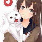 Anime girl with cat