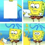Improved spongebob burning paper meme