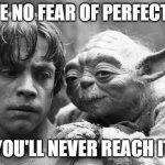 Luke&Yoda | HAVE NO FEAR OF PERFECTION; YOU'LL NEVER REACH IT | image tagged in luke yoda | made w/ Imgflip meme maker