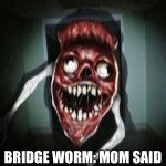 Bridge worm Xbox thief | ME PLAYING FORTNITE BRIDGE WORM: MOM SAID ITS MY TURN ON THE XBOX | image tagged in angry bridge worm | made w/ Imgflip meme maker