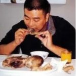 man eating baby