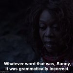 Whatever that word was, Sunny, it was grammatically incorrect. meme