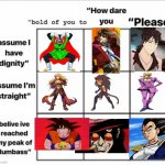 Bold of you to assume chart | image tagged in bold of you to assume chart,jojo's bizarre adventure,he man,teamfourstar,rwby | made w/ Imgflip meme maker