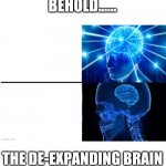 Lo and behold the de-expanding brain template | BEHOLD...... THE DE-EXPANDING BRAIN | image tagged in de-expanding brain | made w/ Imgflip meme maker