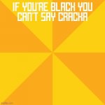 IF YOU'RE BLACK YOU CAN'T SAY CRACKA | image tagged in black privilege meme new | made w/ Imgflip meme maker