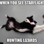 Starflight hunting | WHEN YOU SEE STARFLIGHT; HUNTING LIZARDS | image tagged in streccch | made w/ Imgflip meme maker