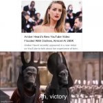 Ah Victory | image tagged in ah victory,amber heard | made w/ Imgflip meme maker