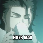 Aizen “Hoes Mad” | HOES MAD | image tagged in sosuke aizen,bleach,hoes,mad,anime,tea | made w/ Imgflip meme maker
