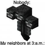 If I was president fire works would be banned in neighborhoods | Nobody:; My neighbors at 3:a.m.: | image tagged in the wither | made w/ Imgflip meme maker