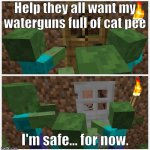 Zombie doors | Help they all want my waterguns full of cat pee; I'm safe... for now. | image tagged in zombie doors | made w/ Imgflip meme maker
