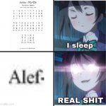 A L E F | image tagged in i sleep anime | made w/ Imgflip meme maker