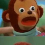 Surprised monkey puppet meme