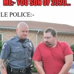 Another 2020 joke... | 2050: *someone insults me*; ME:- YOU SON OF 2020... LE POLICE:-; "THAT'S A BIG CRIME." | image tagged in man get arrested | made w/ Imgflip meme maker