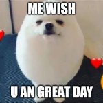 have a good day | ME WISH; U AN GREAT DAY | image tagged in eggdog | made w/ Imgflip meme maker
